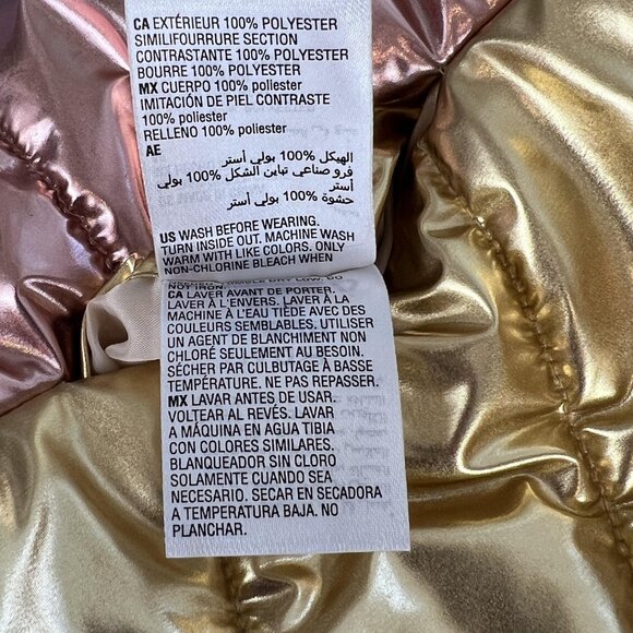 Girls S Epic Threads Reversible Metallic Gold Pink Faux Fur Vest Warm Layering - Picture 5 of 10